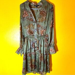 Beautiful olive green and brown paisley dress